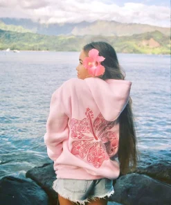 Pink-Palm-Puff-Women-Hawaii-Hibiscus-Pink-Hoodie