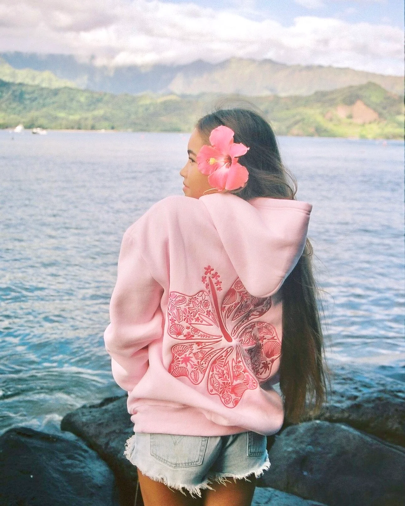 Pink-Palm-Puff-Women-Hawaii-Hibiscus-Pink-Hoodie