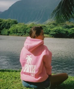 Women-Pink-Palm-Puff-Classic-Puff-Raspberry-Hoodie
