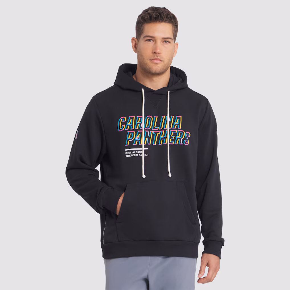 Men’s Carolina Panthers Black 2025 NFL Crucial Catch Hoodie