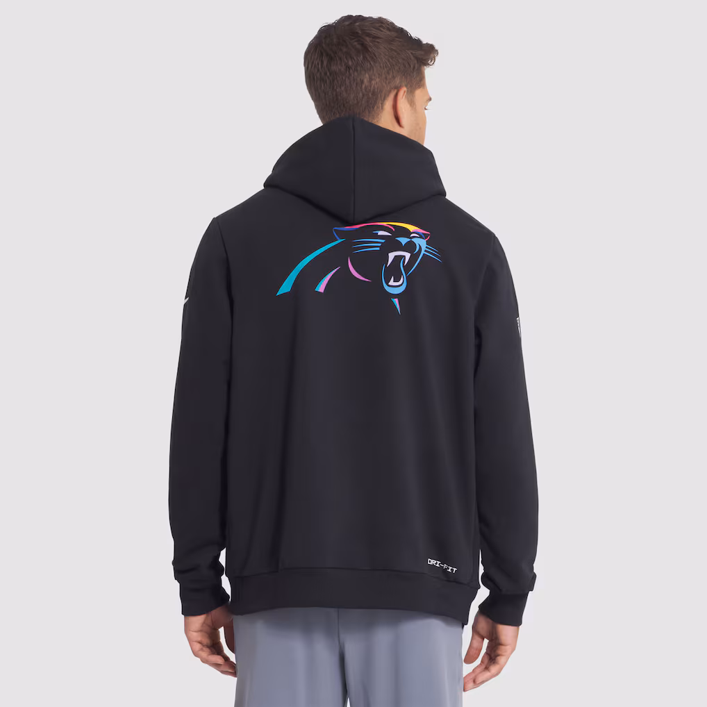 Men’s Carolina Panthers Black 2025 NFL Crucial Catch Hoodies