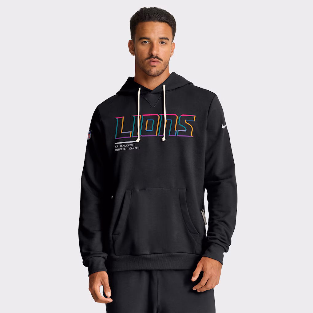 Men’s Detroit Lions Black 2025 NFL Crucial Catch Hoodie