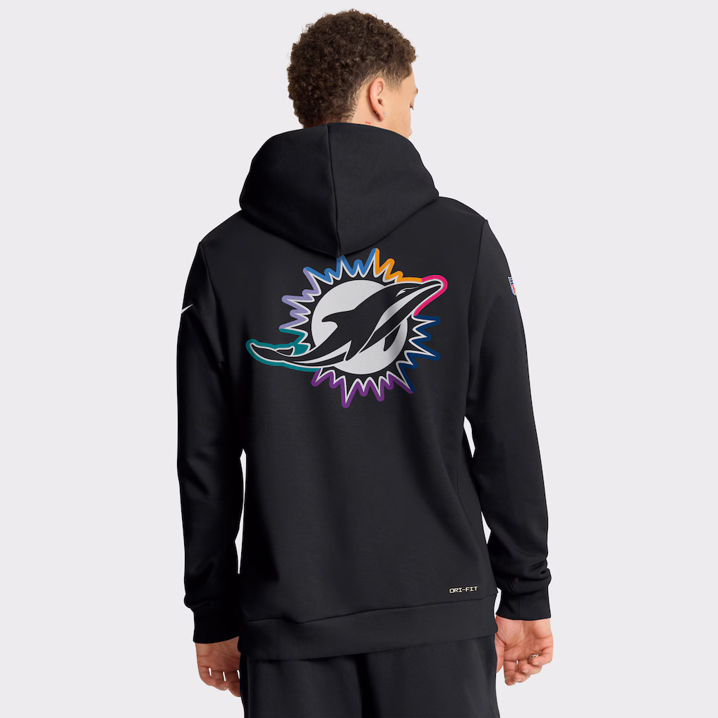 Men’s Miami Dolphins Black 2025 NFL Crucial Catch Hoodies