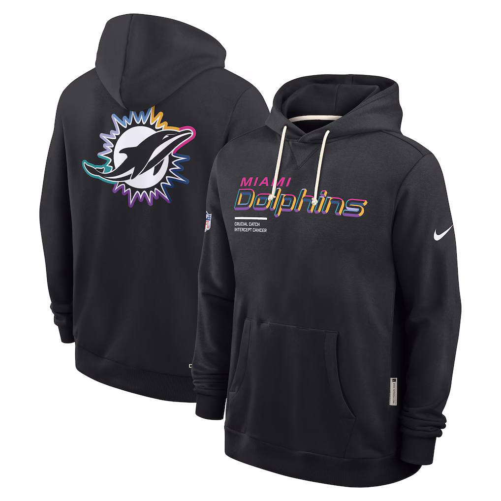 Men’s Miami Dolphins Black 2025 NFL Crucial Hoodie