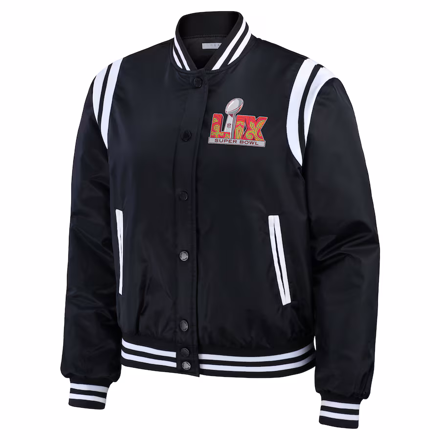 Womens-Super-Bowl-LIX-Black-Varsity-Jackets