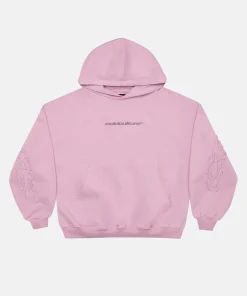 Cold Culture Distress Curved Pink Hoodie
