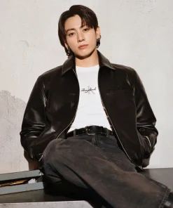 Jungkook-x-Calvin-Klein-Leather-Black-Jacket